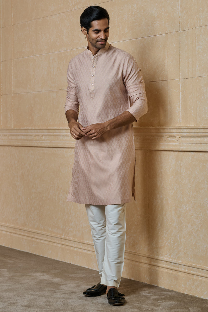 Pink Jacquard Kurta Set