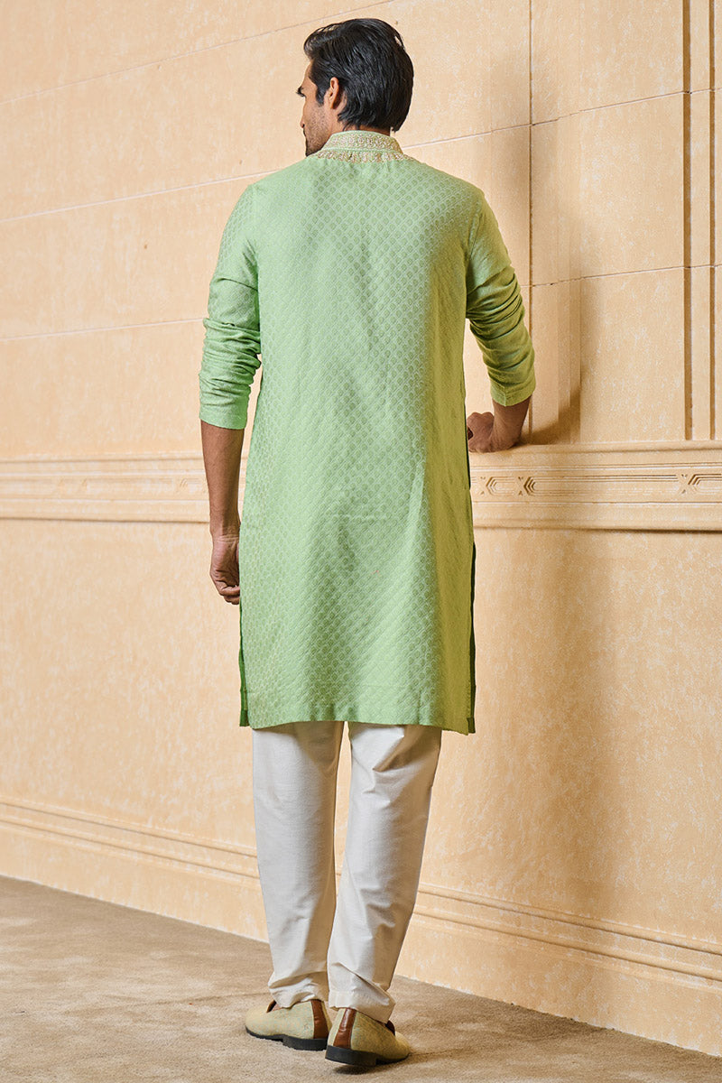 Green Jacquard Kurta Set