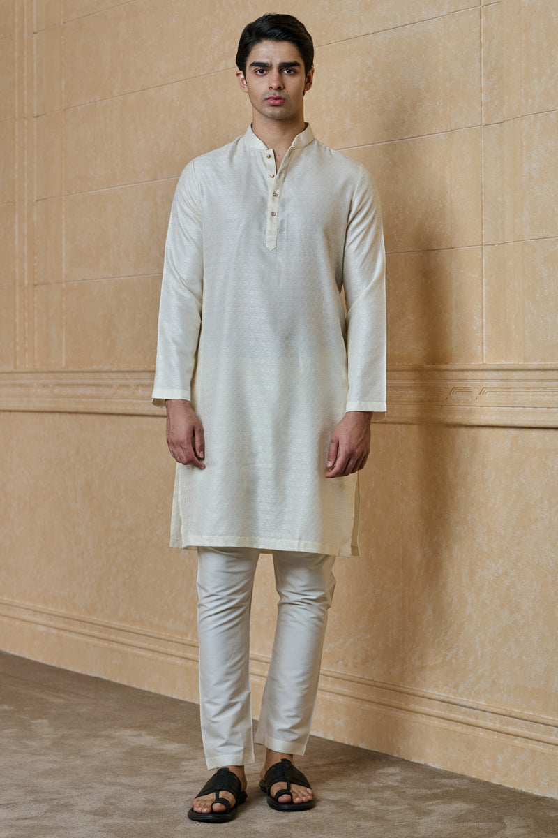 Ivory Jacquard Kurta Set