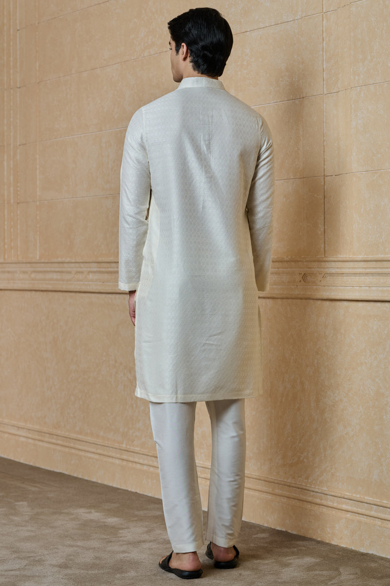 Ivory Jacquard Kurta Set