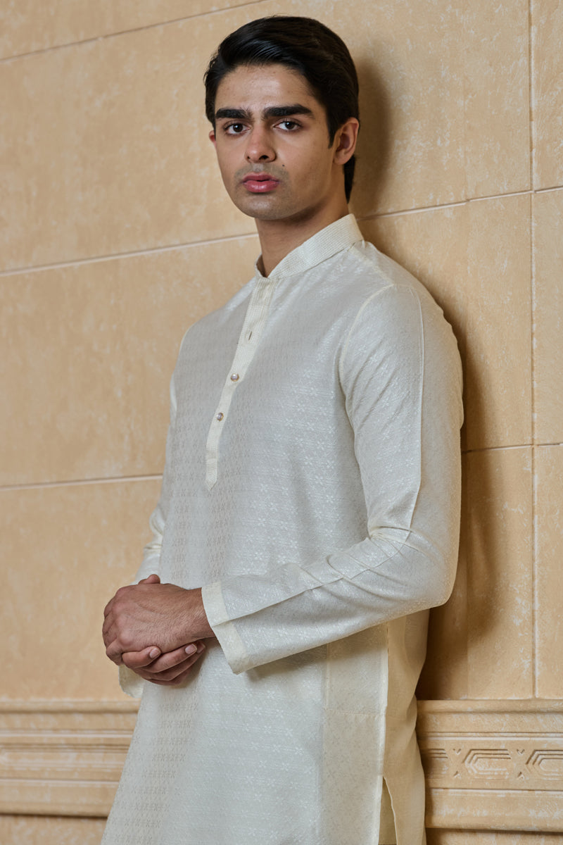 Ivory Jacquard Kurta Set