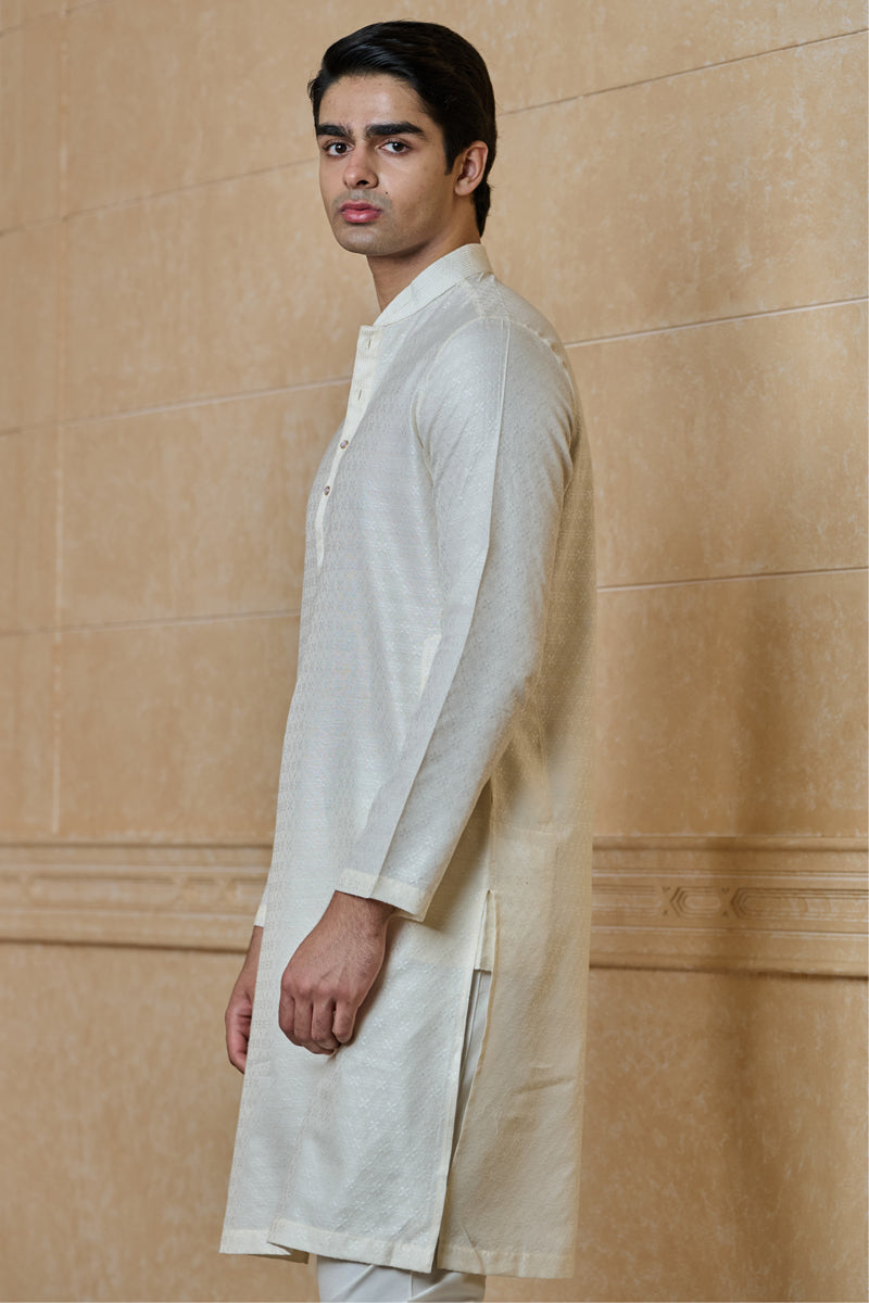 Ivory Jacquard Kurta Set