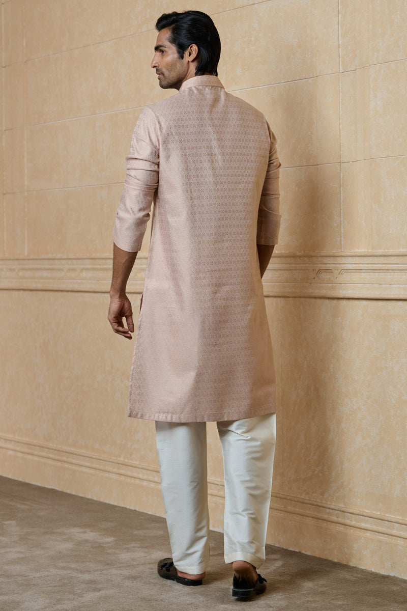 Pink Jacquard Kurta Set