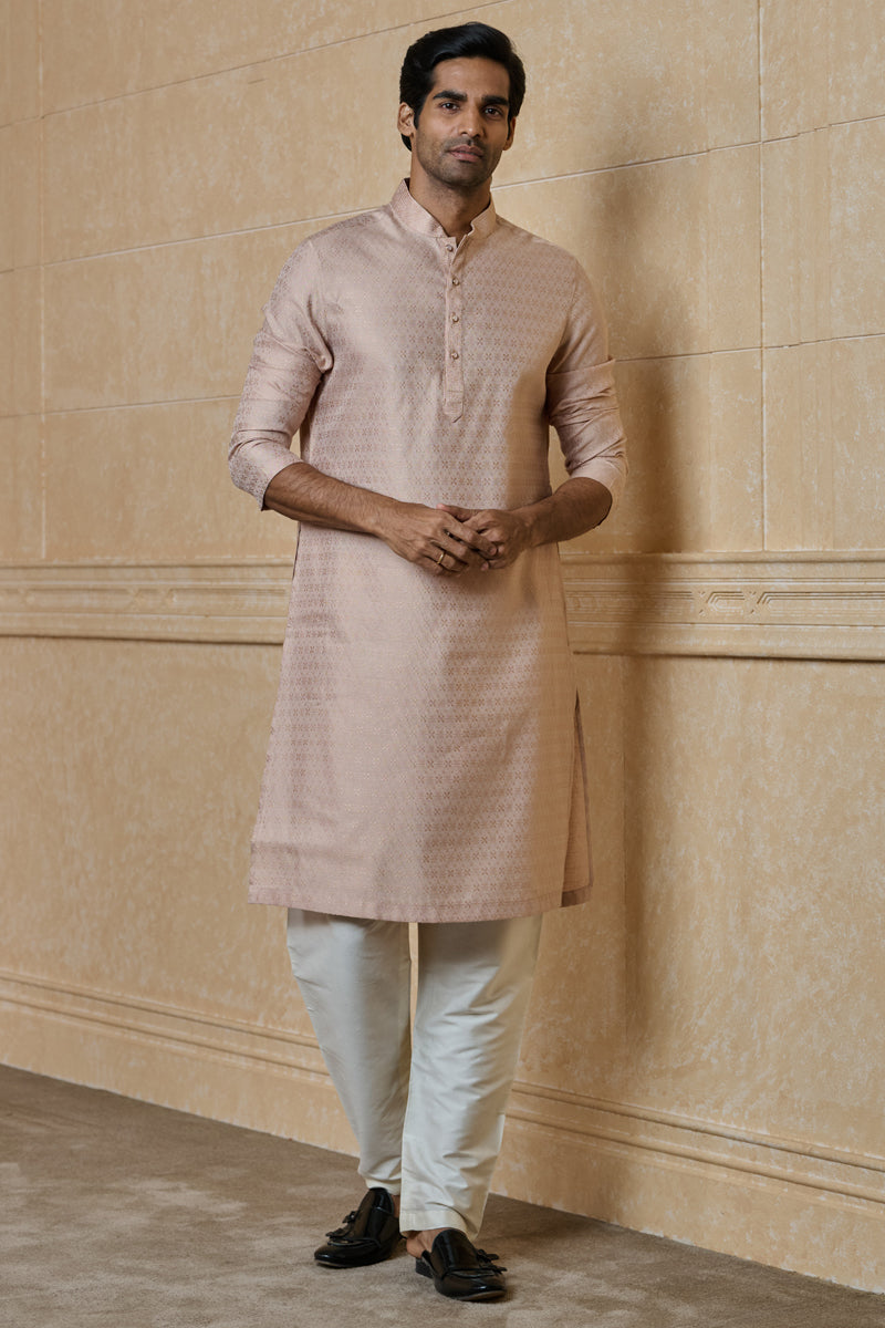 Pink Jacquard Kurta Set