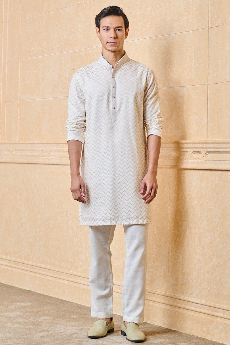 Ivory Jacquard Kurta Set