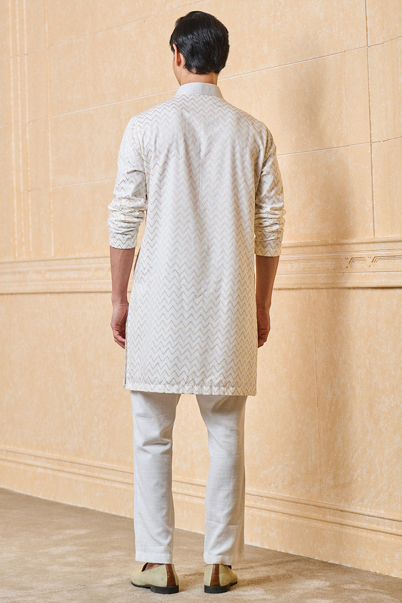 Ivory Jacquard Kurta Set