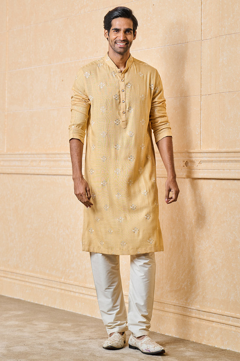 Beige Butti Embroidered Kurta Set