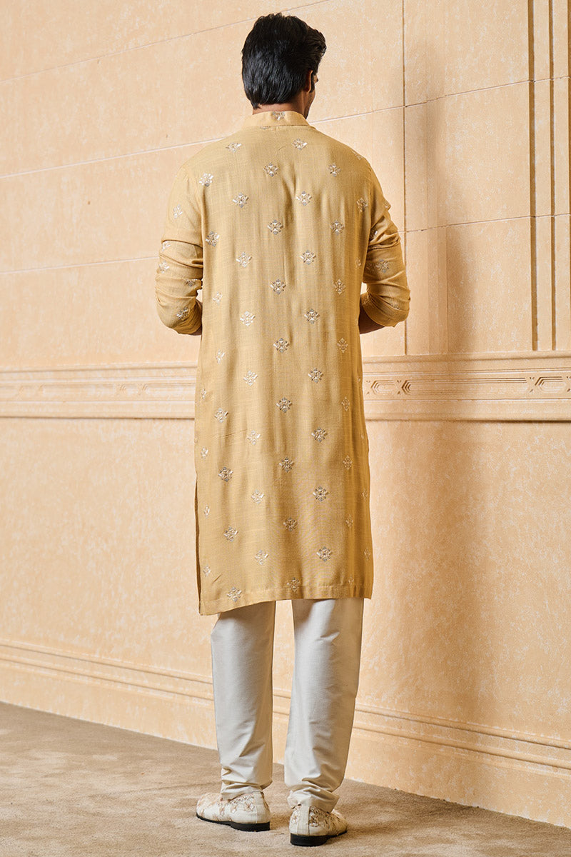 Beige Butti Embroidered Kurta Set