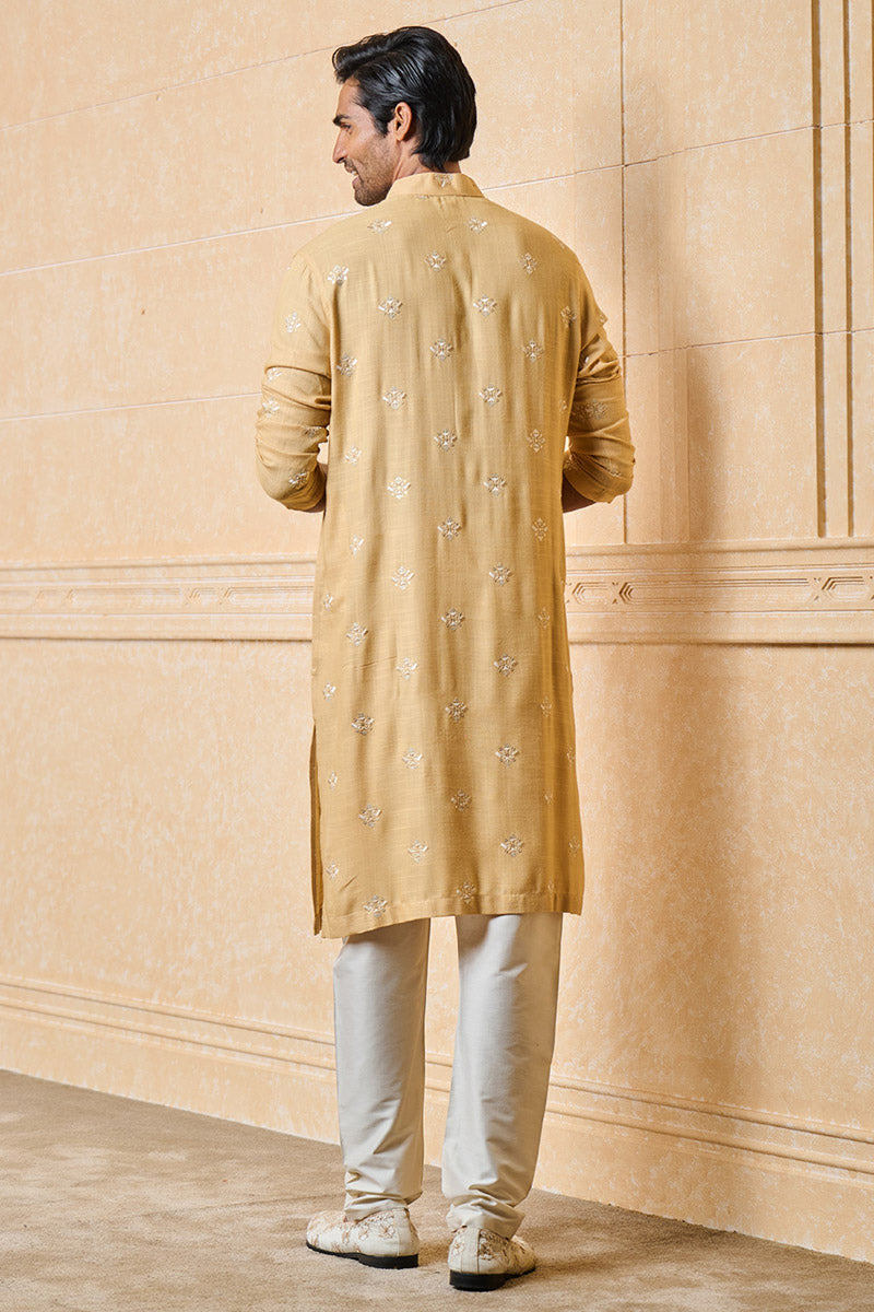 Beige Butti Embroidered Kurta Set