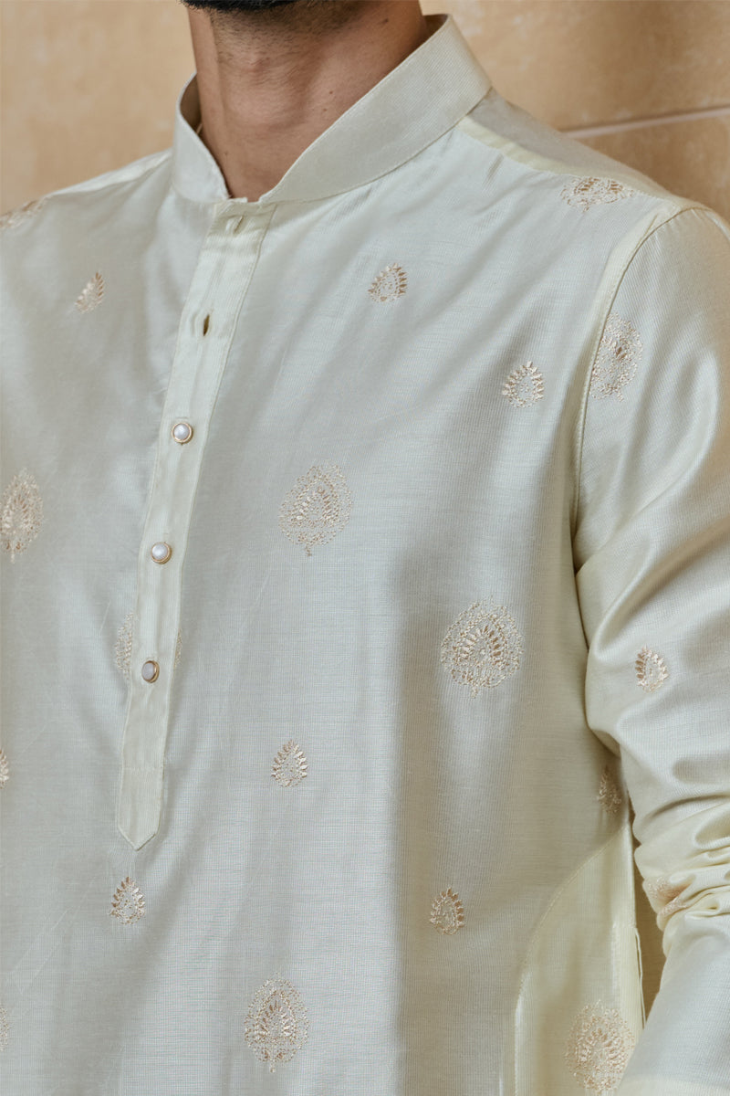 Ivory Butti Embroidered Kurta Set