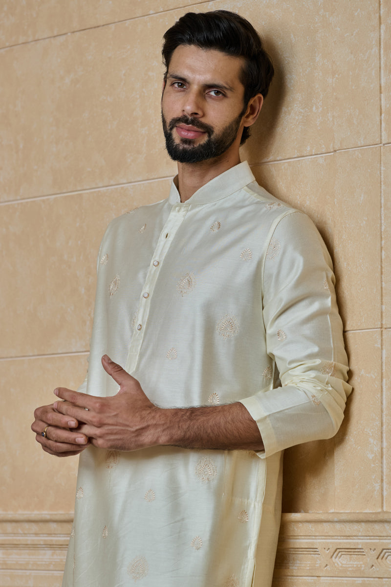 Ivory Butti Embroidered Kurta Set