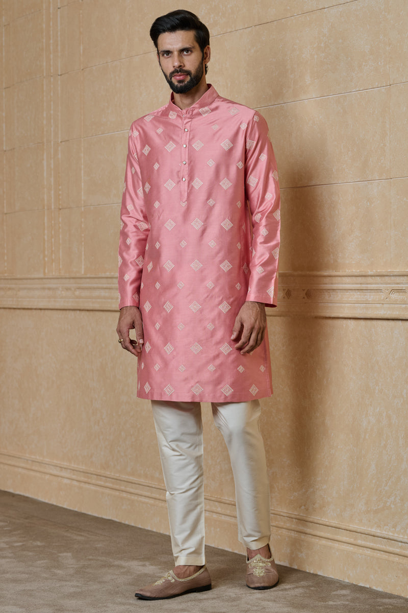 Pink Butti Embroidered Kurta Set