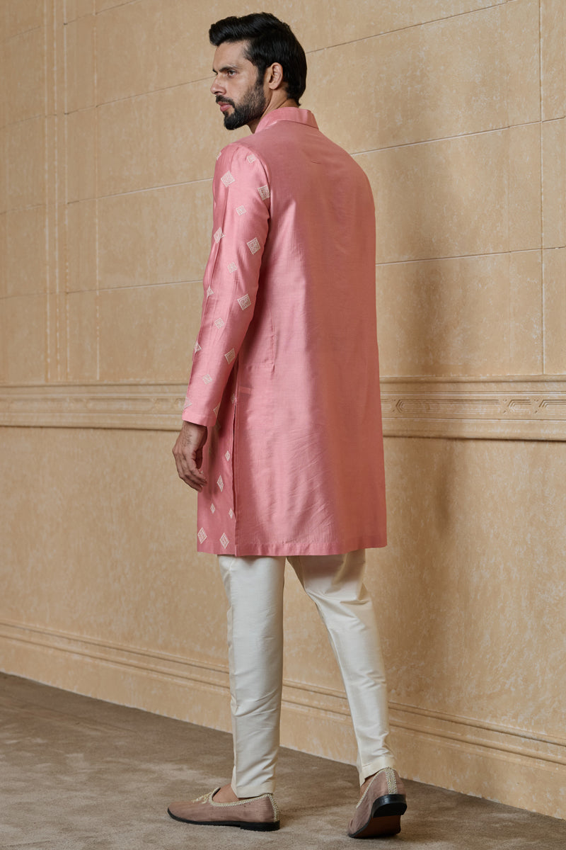 Pink Butti Embroidered Kurta Set