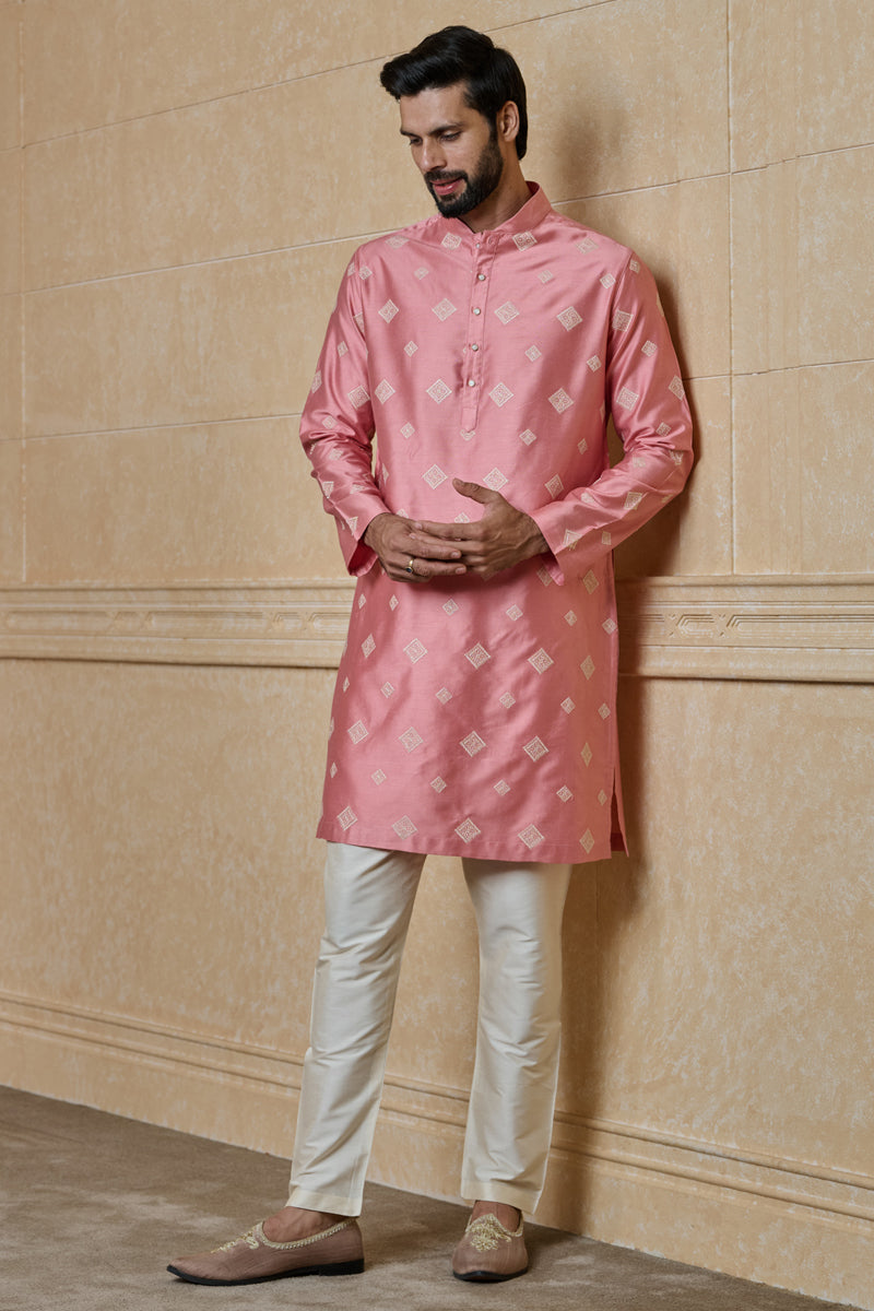 Pink Butti Embroidered Kurta Set