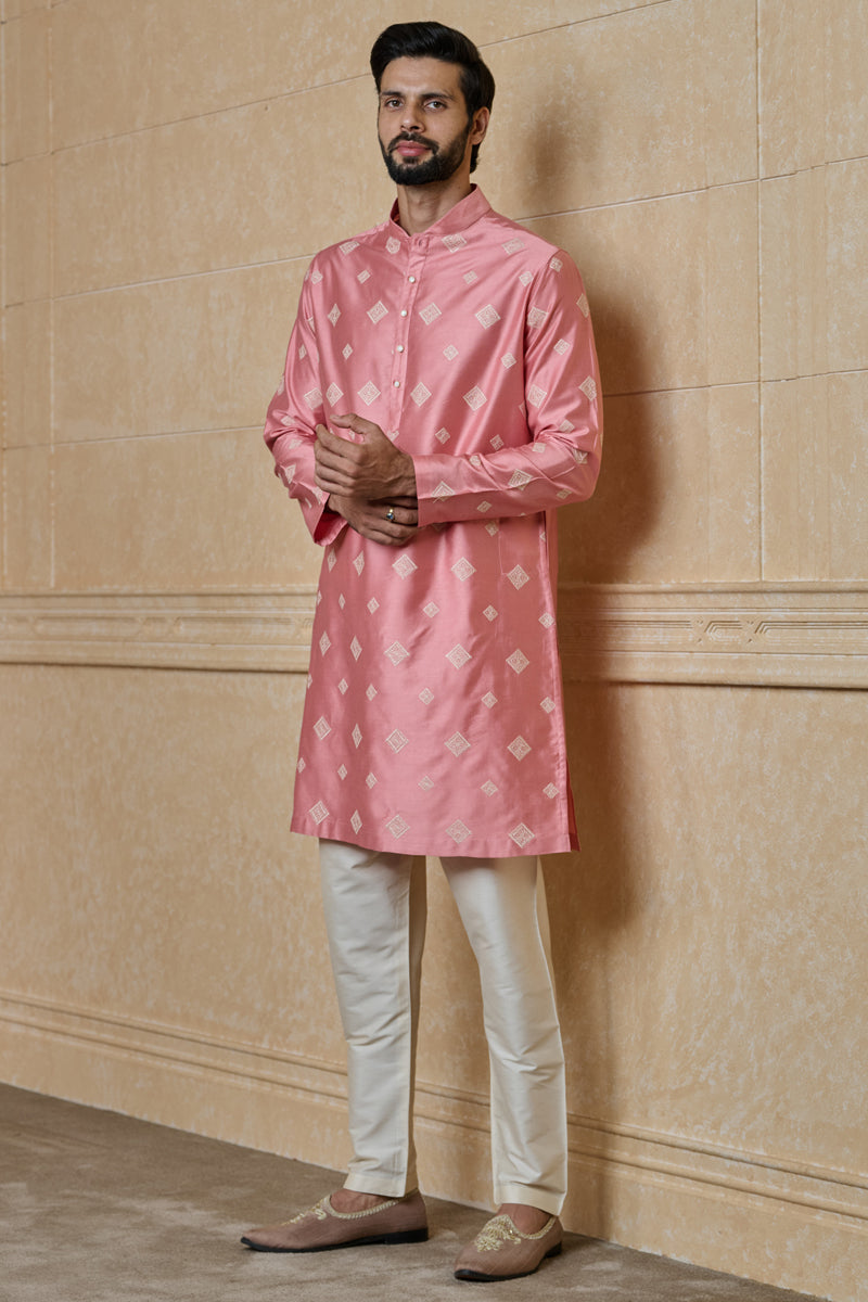 Pink Butti Embroidered Kurta Set