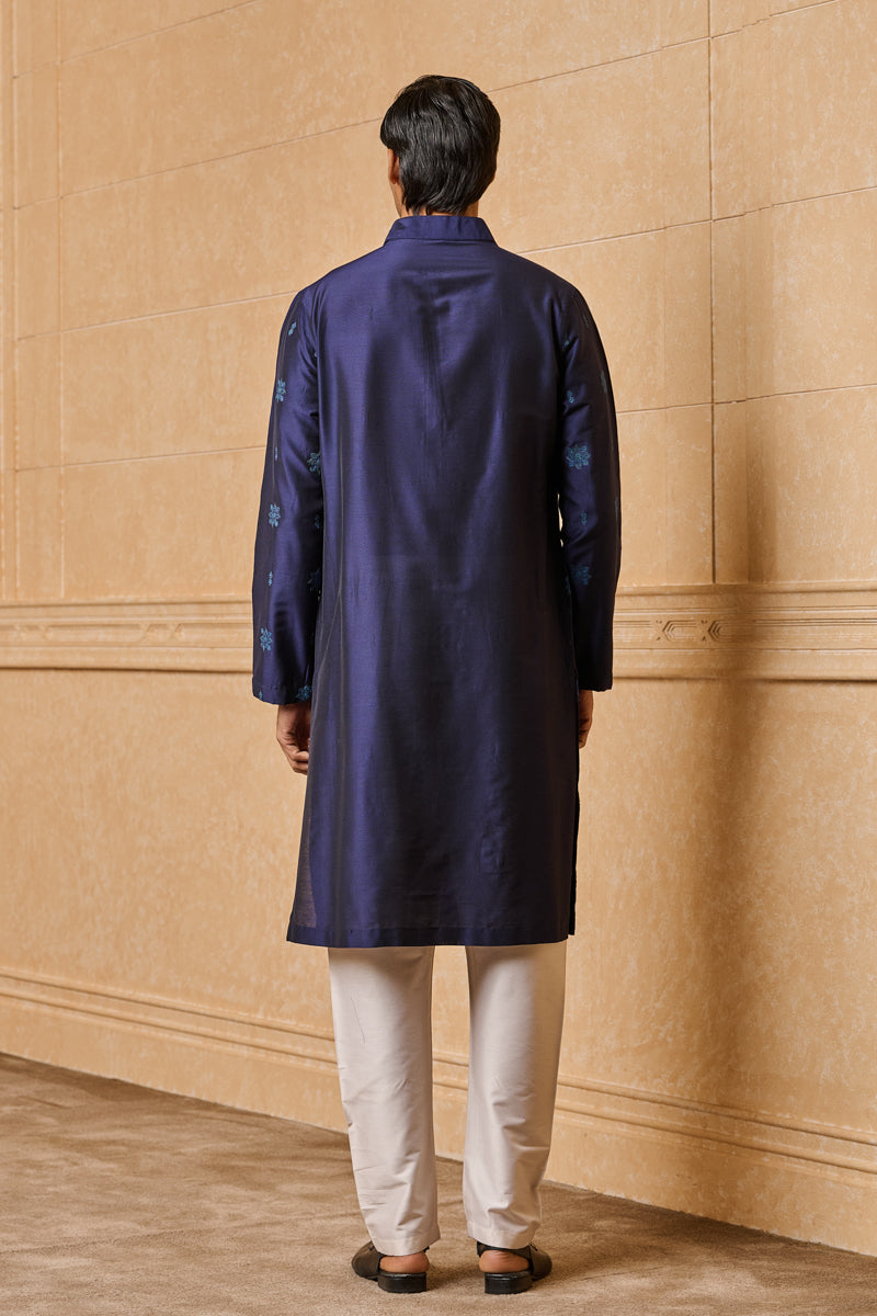 Navy Butti Embroidered Kurta Set