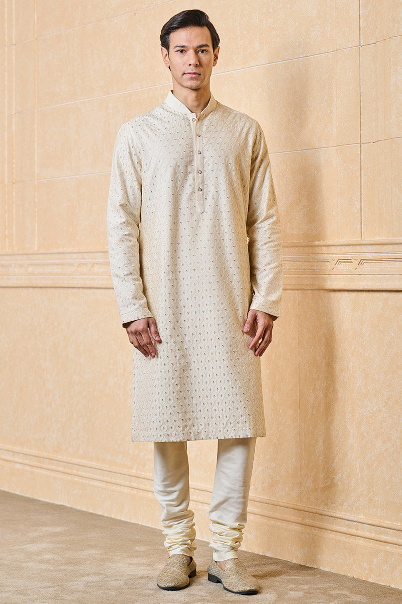 Ivory Kurta Set With Embroidery Highlights