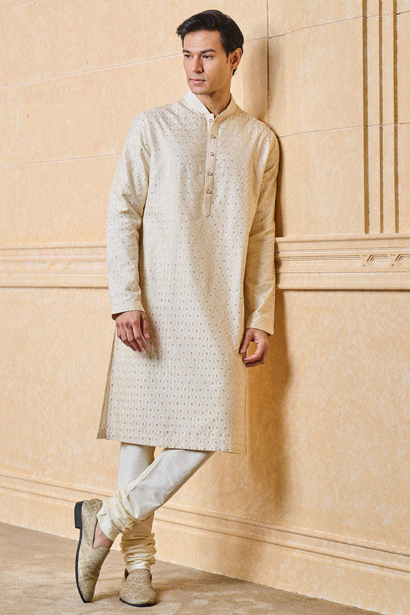 Ivory Kurta Set With Embroidery Highlights