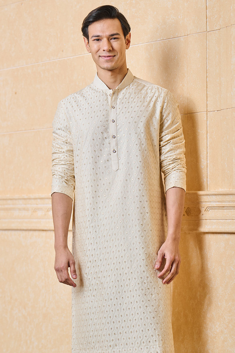 Ivory Kurta Set With Embroidery Highlights