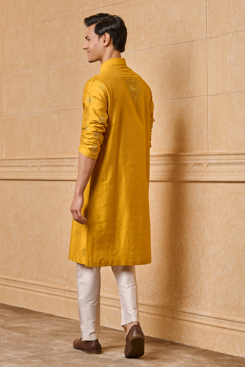 Yellow All Over Embroidered Kurta Set