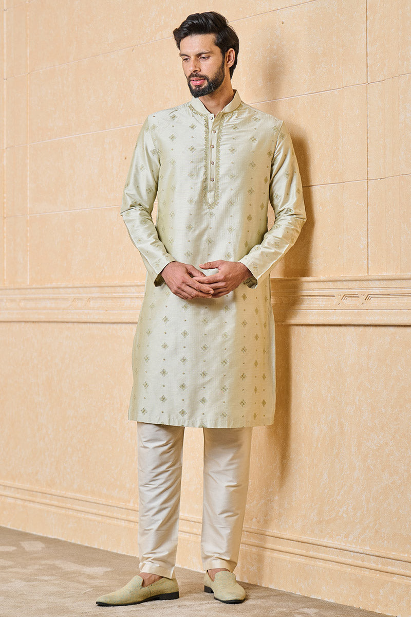 Light Green All Over Embroidered Kurta Set