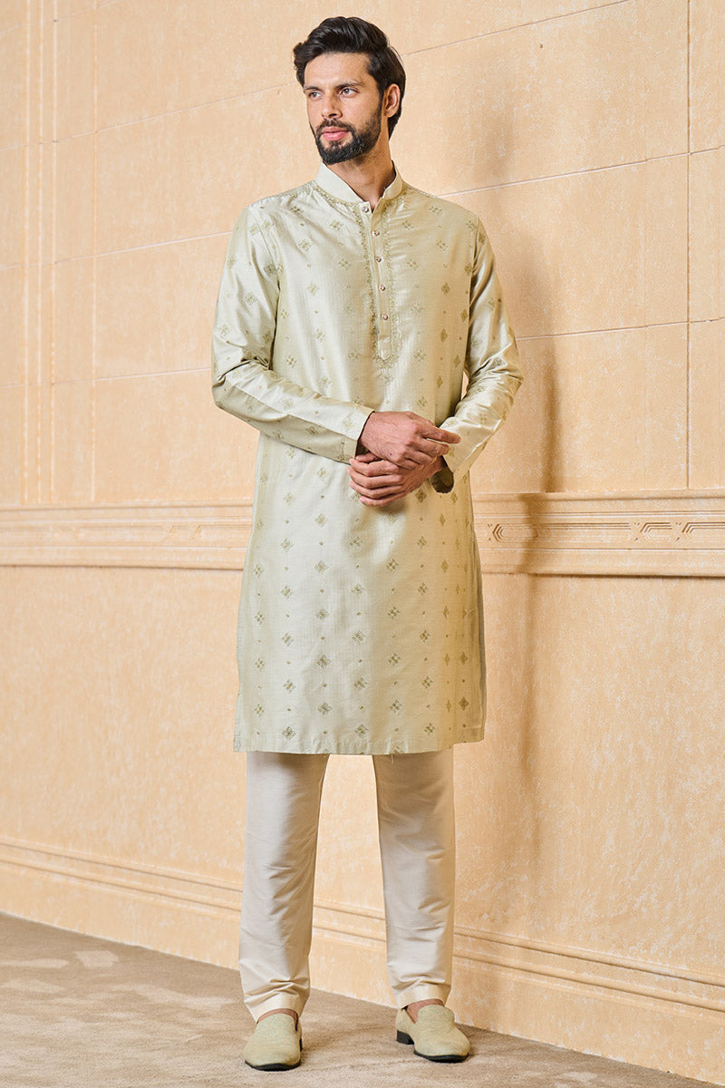 Light Green All Over Embroidered Kurta Set