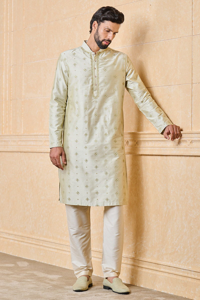 Light Green All Over Embroidered Kurta Set