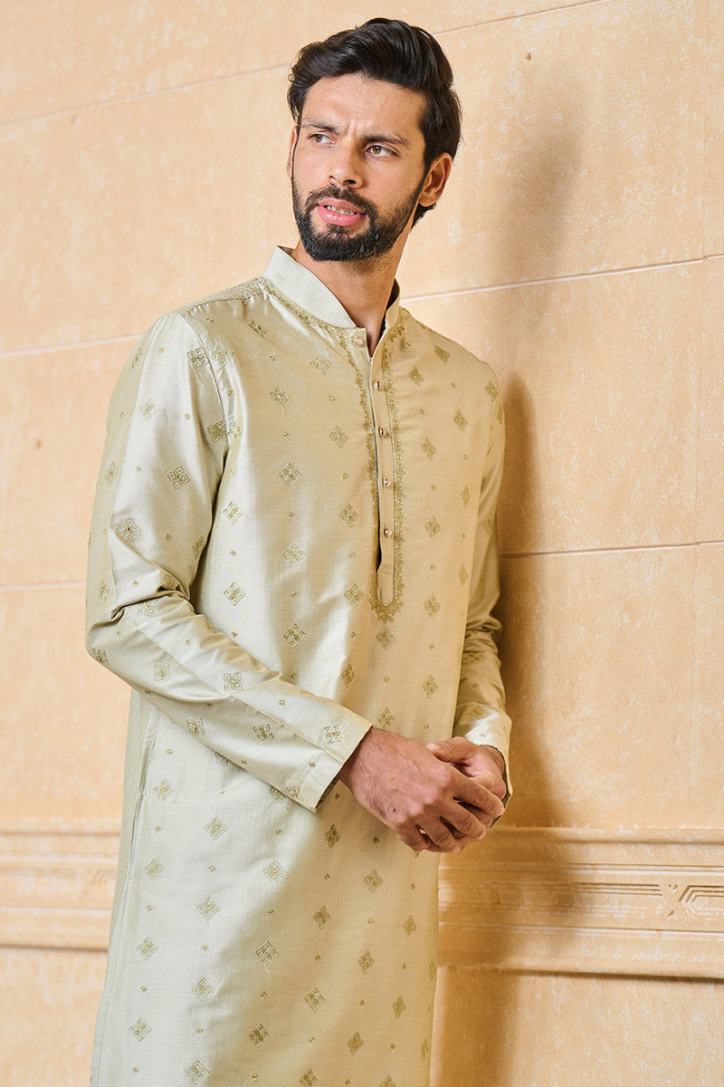 Light Green All Over Embroidered Kurta Set