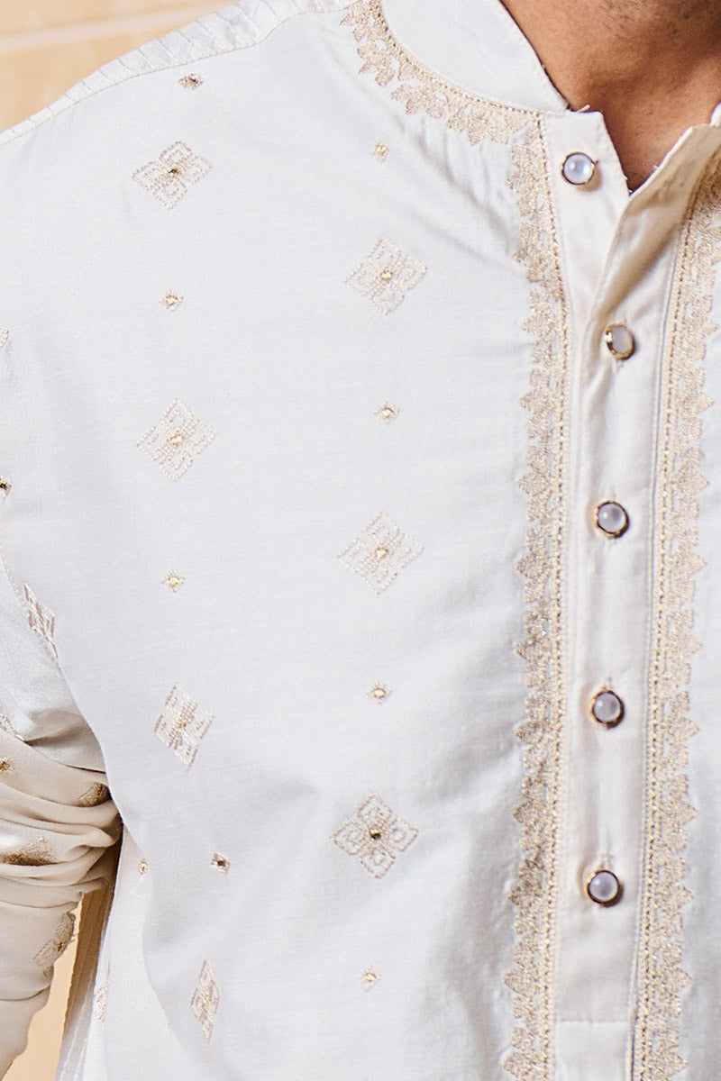 Ivory All Over Embroidered Kurta Set