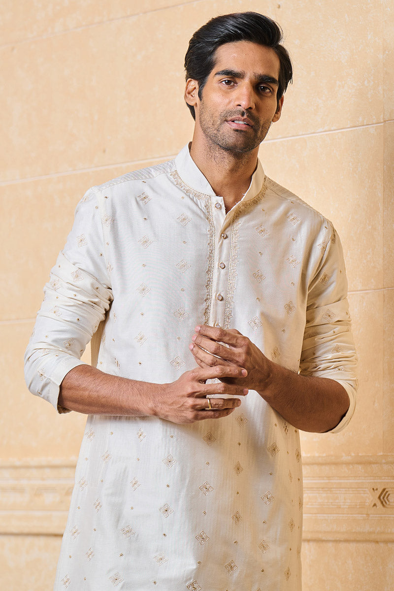 Ivory All Over Embroidered Kurta Set