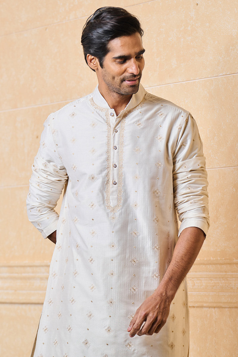 Ivory All Over Embroidered Kurta Set