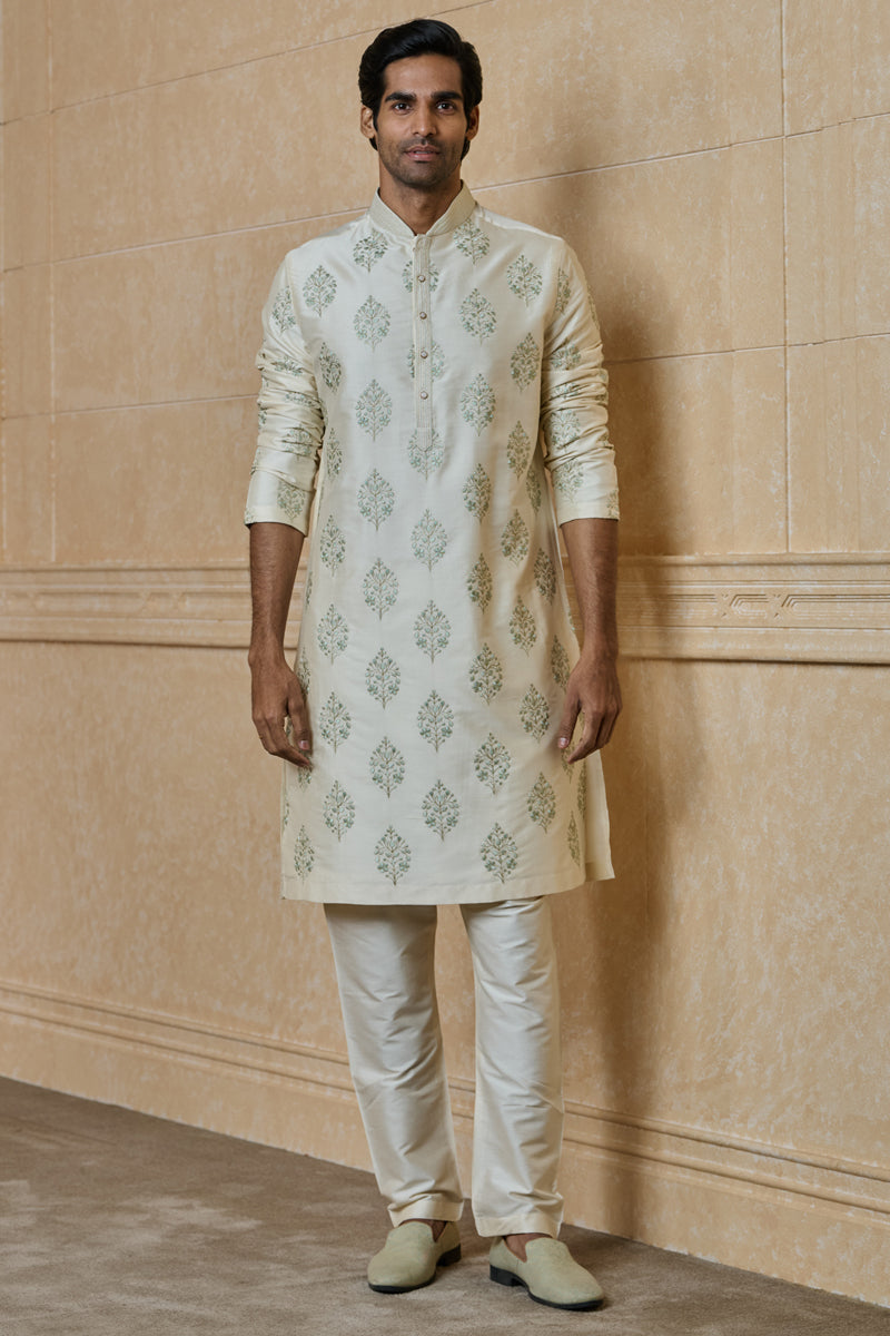 Ivory All Over Embroidered Kurta Set