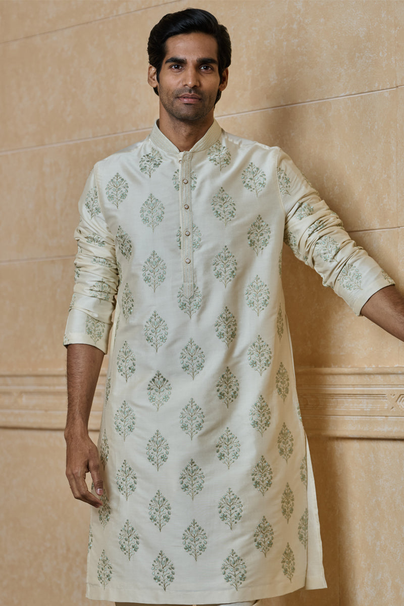 Ivory All Over Embroidered Kurta Set