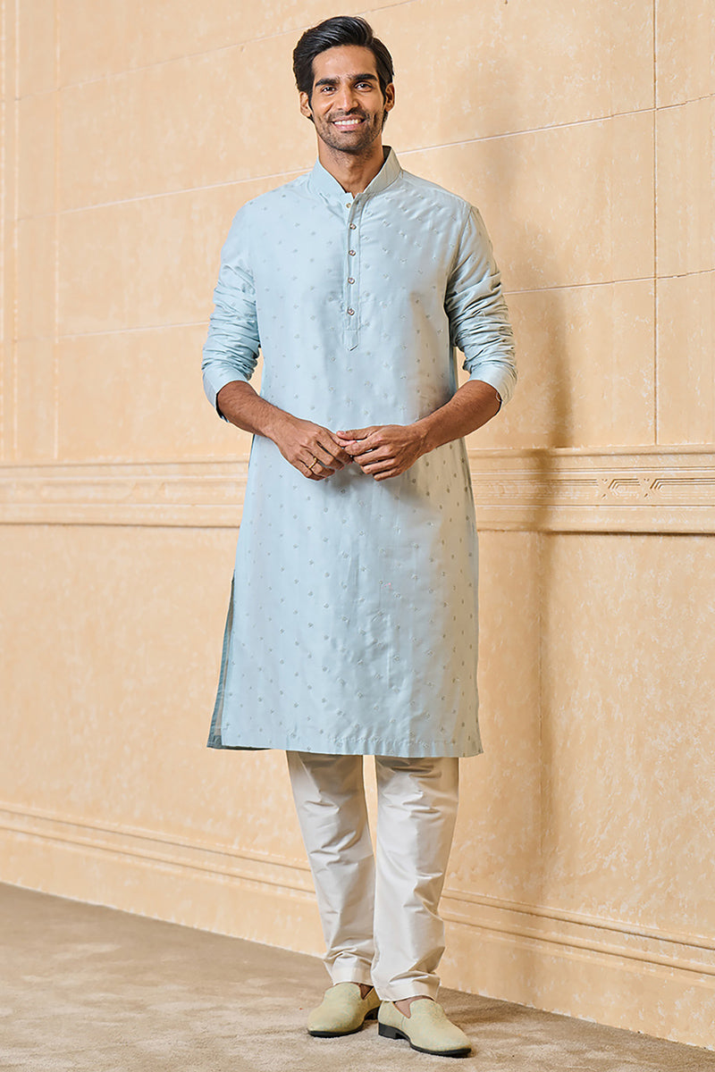 Light Blue Butta Embroidered Kurta Set