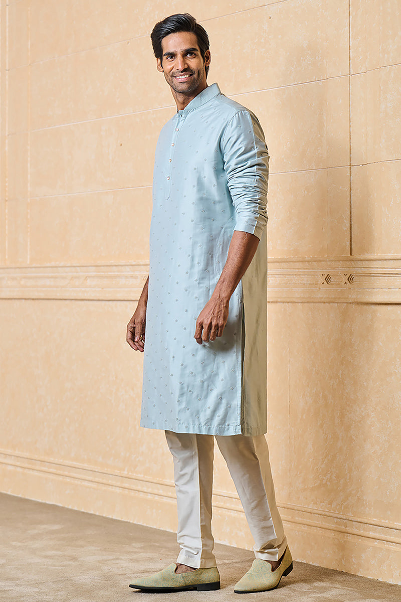 Light Blue Butta Embroidered Kurta Set