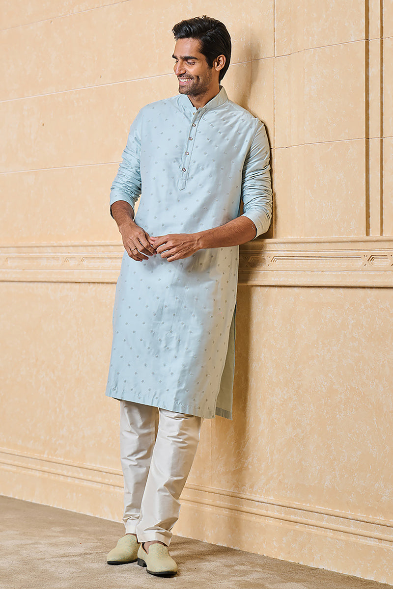 Light Blue Butta Embroidered Kurta Set