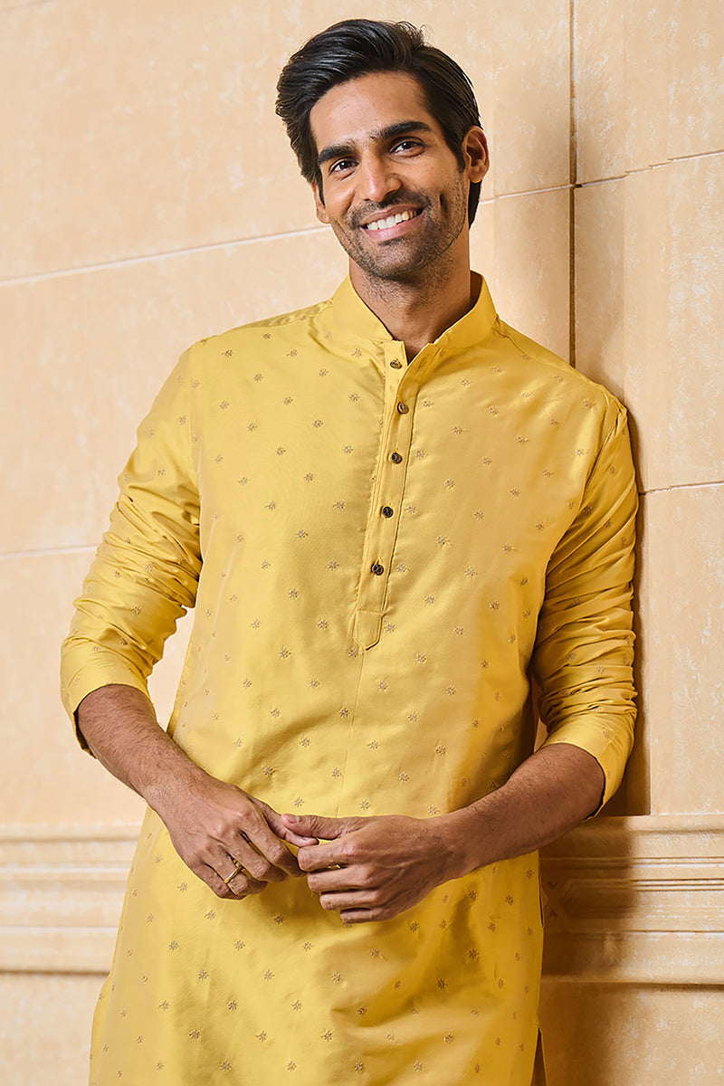 Yellow Butta Embroidered Kurta Set