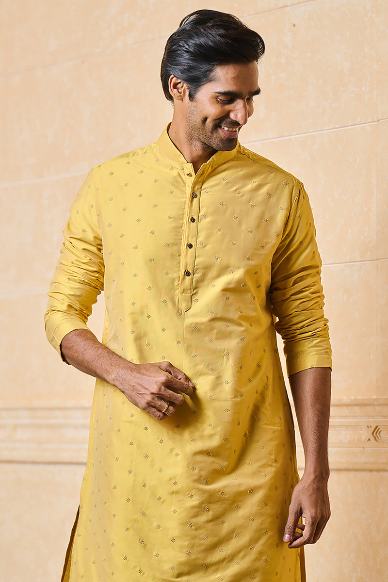 Yellow Butta Embroidered Kurta Set