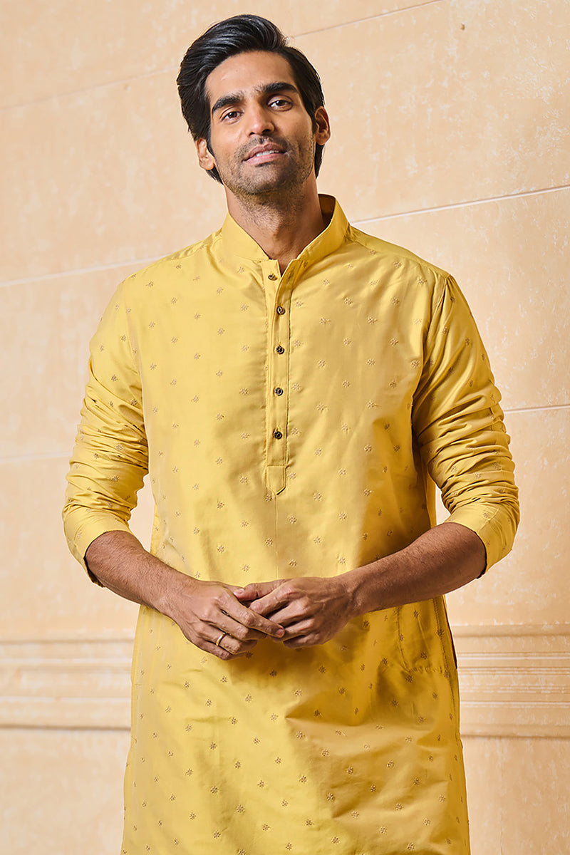 Yellow Butta Embroidered Kurta Set