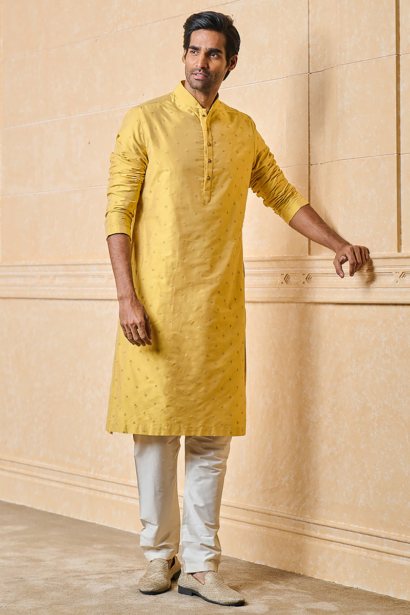 Yellow Butta Embroidered Kurta Set