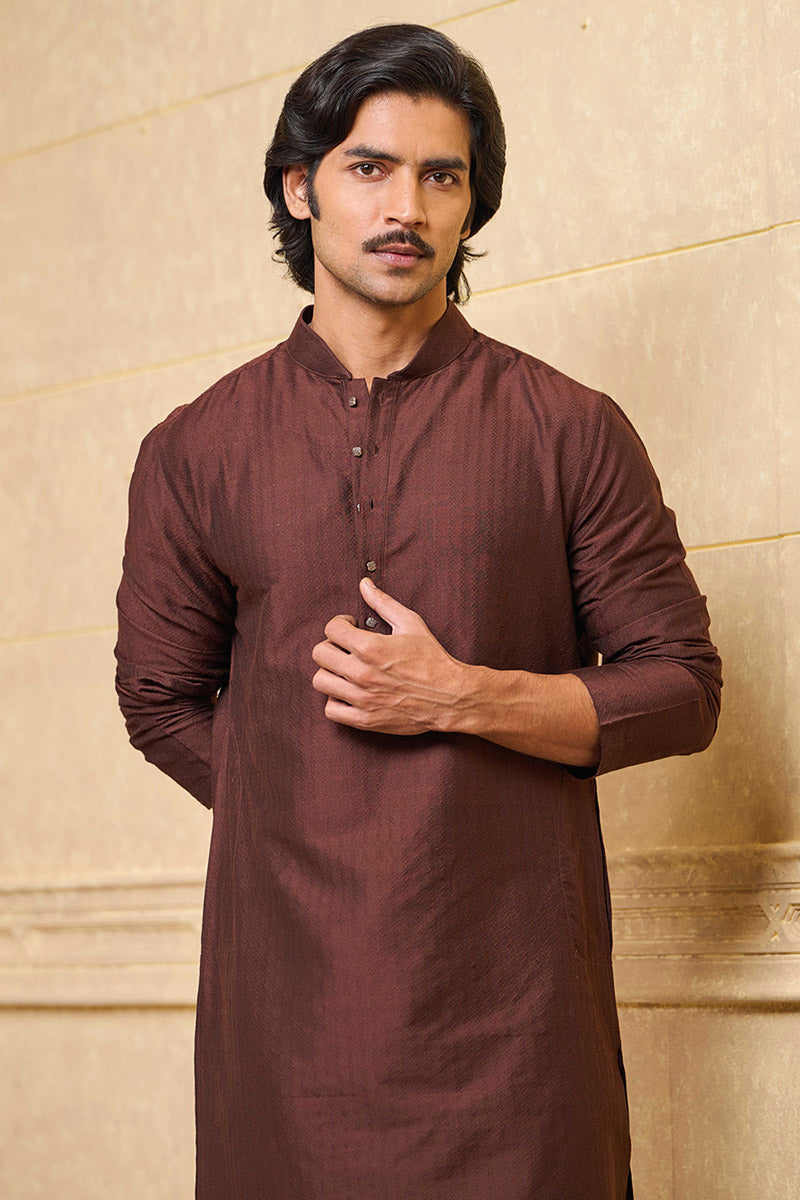 Chocolate Jacquard Kurta Set