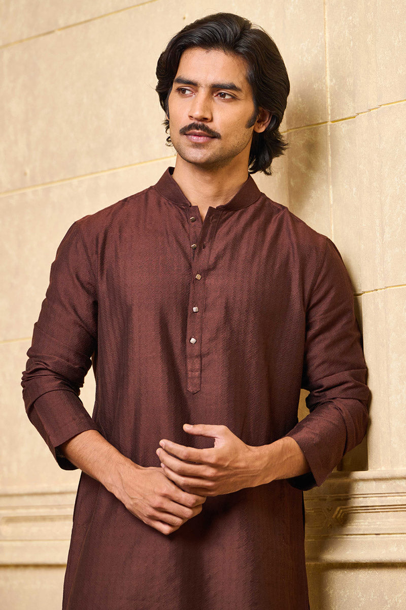 Chocolate Jacquard Kurta Set