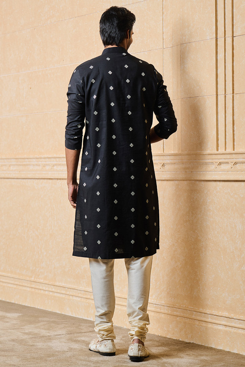 Black Jacquard Kurta Set