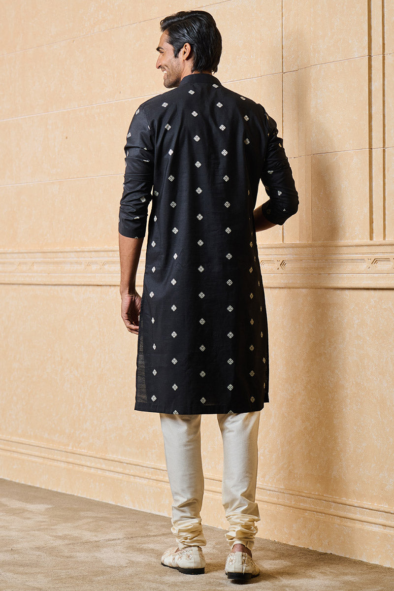 Black Jacquard Kurta Set