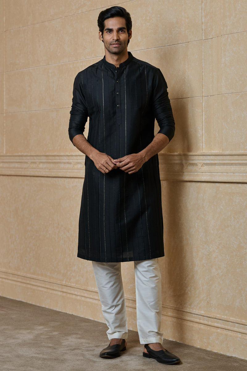 Black All Over Embroidered Kurta Set