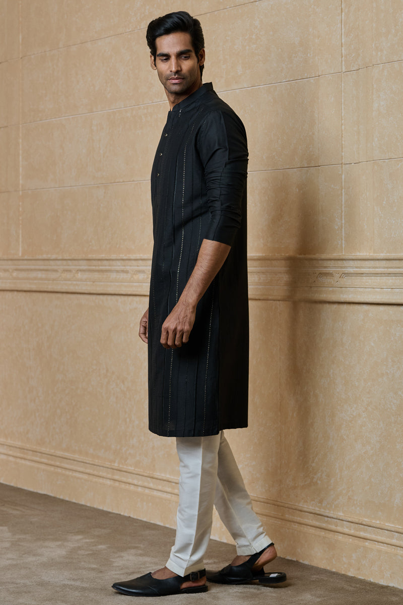 Black All Over Embroidered Kurta Set