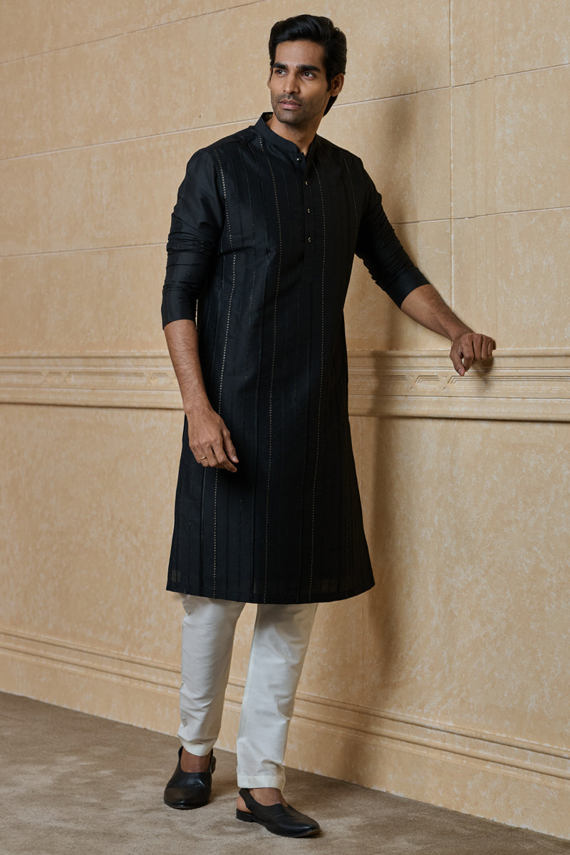 Black All Over Embroidered Kurta Set