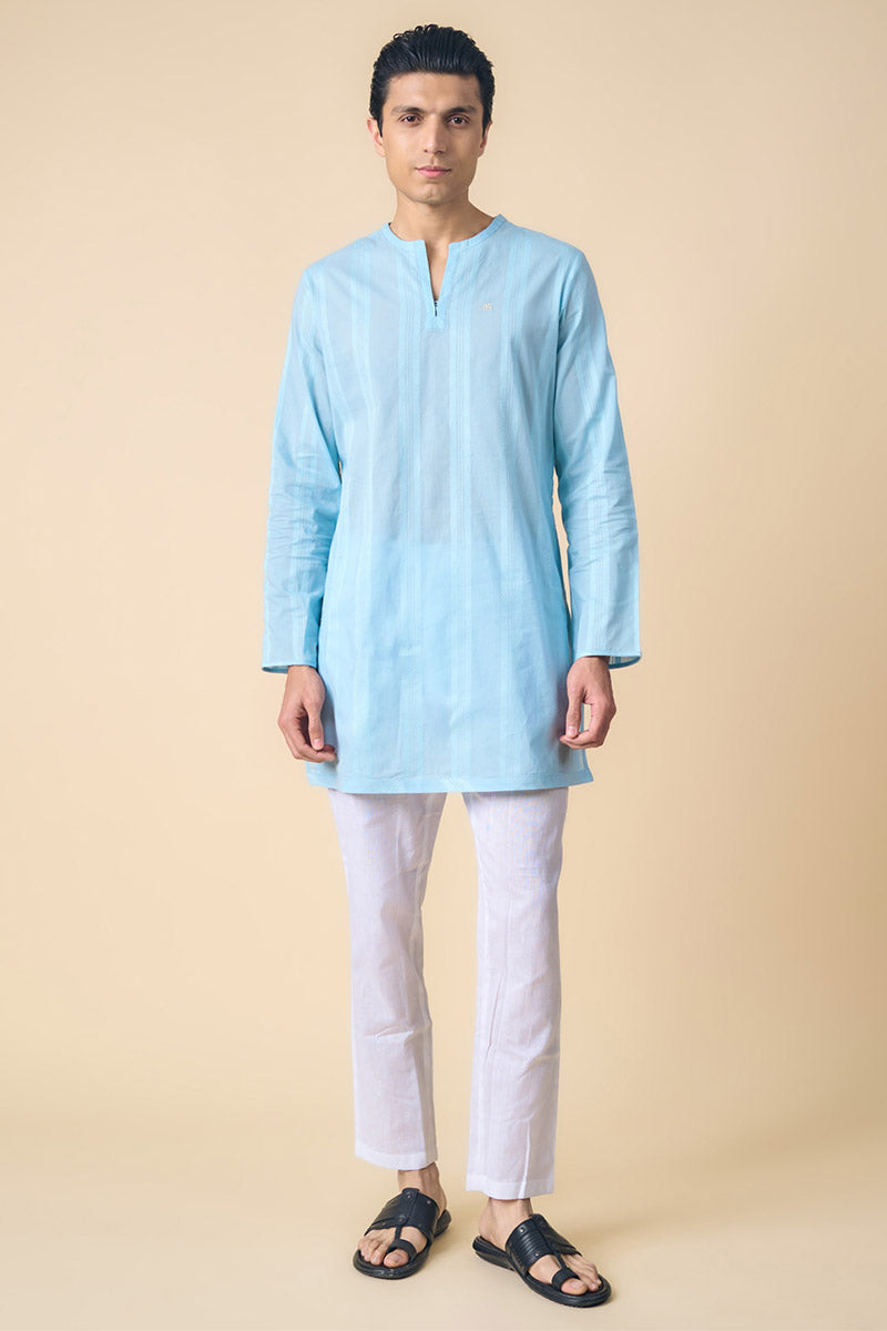 Light Blue Cotton Kurta Set