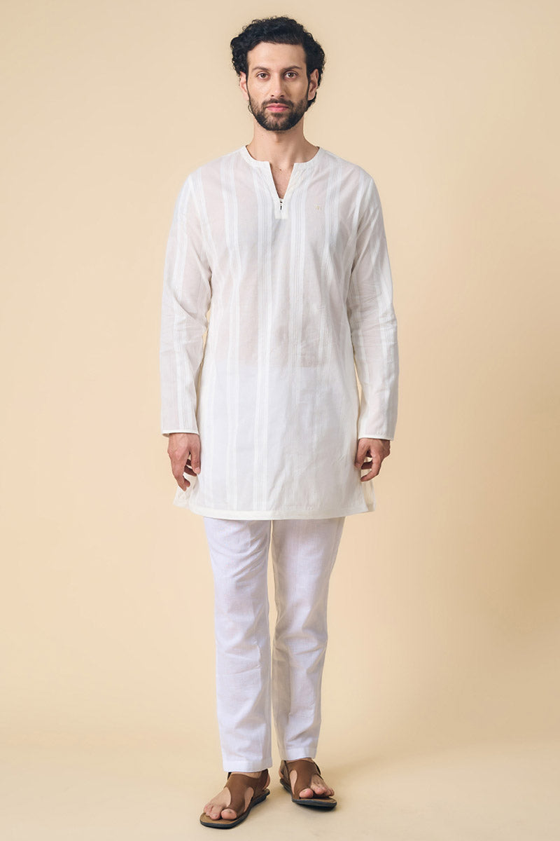 White Cotton Kurta Set