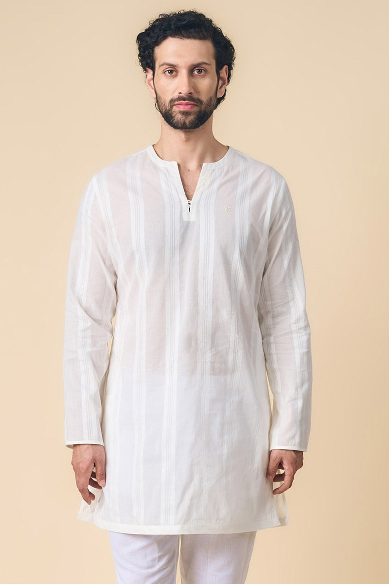 White Cotton Kurta Set